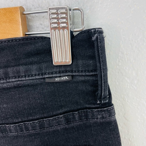 MOTHER Stunner Zip Ankle Step Fray Wash Not Guilty 26 Black Denim JEans - Picture 6 of 10